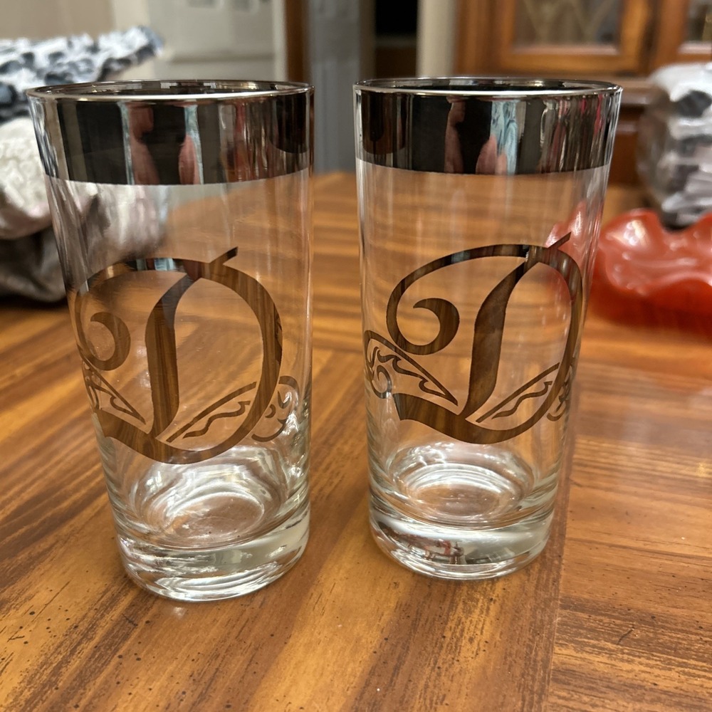 dorothy thorpe 5.5 Inch Glasses Letter D Initial Silver/black Trim Lot 2